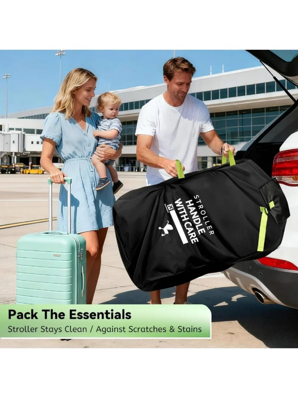 Extra Large Travel Stroller Bag for Airplane - 47”H x 24”W x 15”D Cover